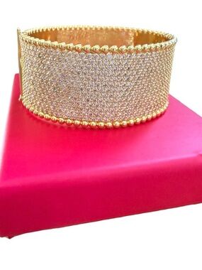 Designer Adina Eden- Lux Inspired CZ Gold Cuff Bangle